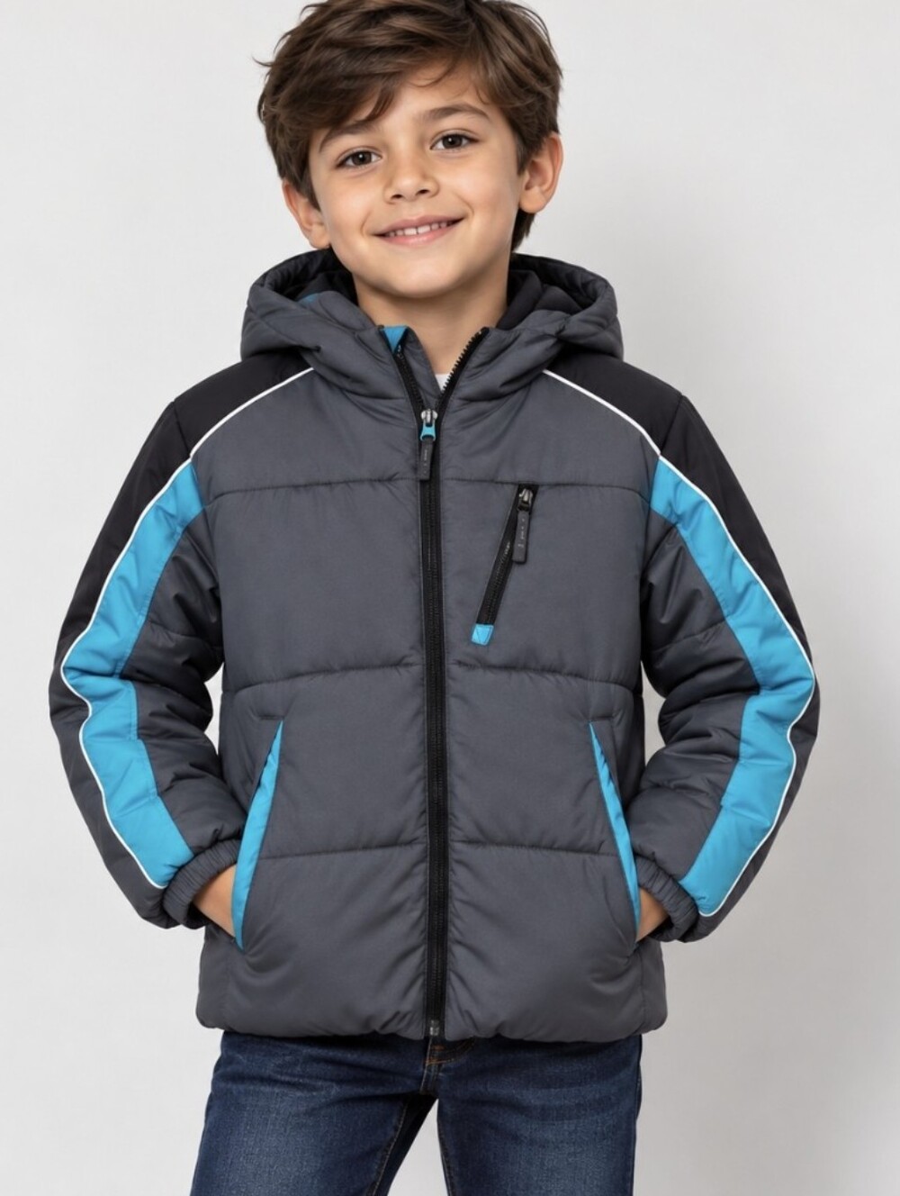 Protection Sistem Children's Charcoal and Teal Puffer Jacket